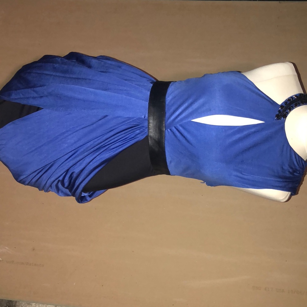 Black and blue with leather detailed dress